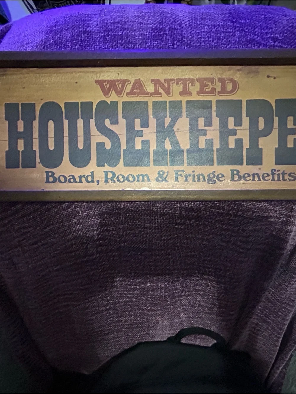 Vintage WANTED Housekeeper Funny Wood Sign | Western/CowboyMan Cave Deco